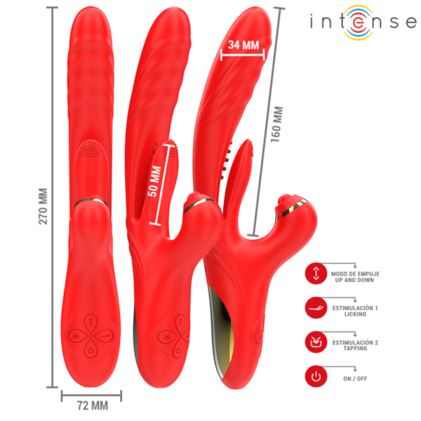 Intense Rosalia — Thrusting Vibrator, Rechargeable, Red — Rabbit Vibrators — view 3