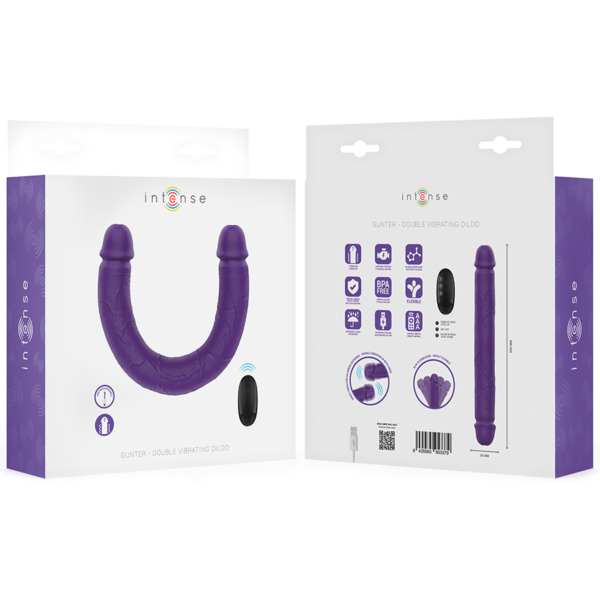 Intense Gunter — Vibrating Double Dildo, Remote Control, Purple — Dildos — view 7