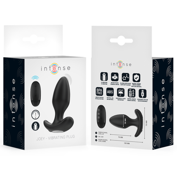 Intense Joey — Vibrating Butt Plug, Remote Control, Black — Anal — view 7