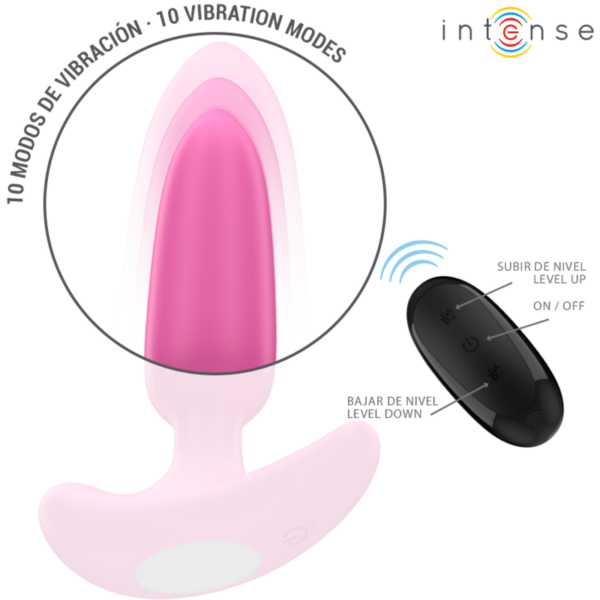 Intense Ross — Vibrating Butt Plug, Remote Control, Pink — Anal — view 5