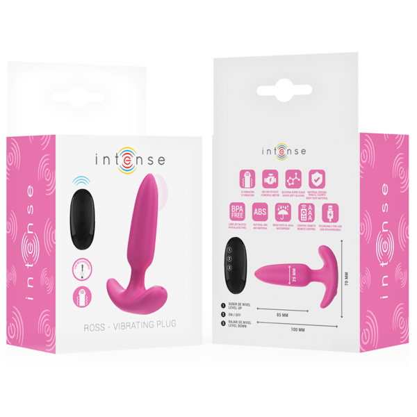 Intense Ross — Vibrating Butt Plug, Remote Control, Pink — Anal — view 7