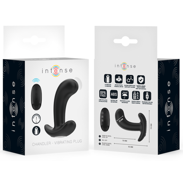 Intense Chandler — Vibrating Butt Plug, Remote Control, Black — Anal — view 7