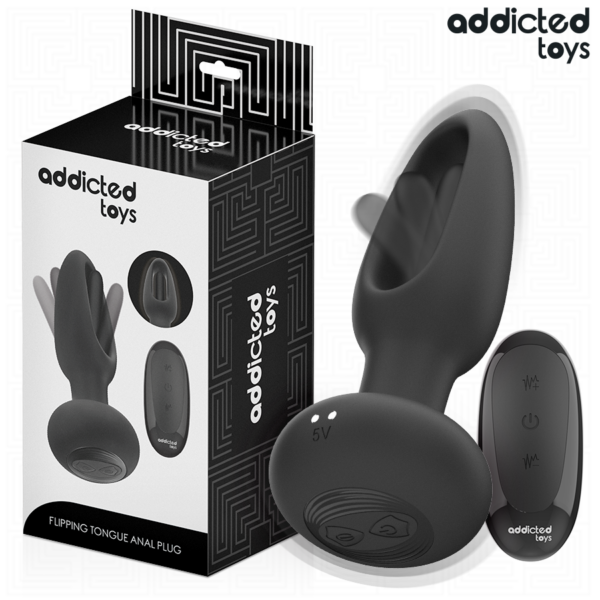 Addicted Toys Tongue — Vibrating Butt Plug, 13 cm, Black — Anal