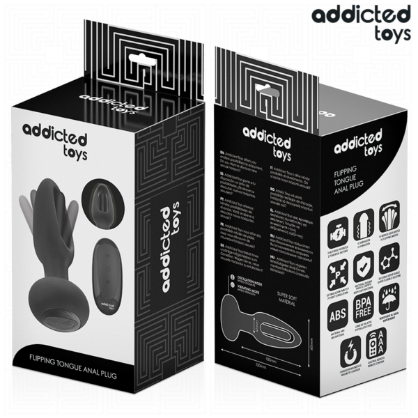 Addicted Toys Tongue — Vibrating Butt Plug, 13 cm, Black — Anal — view 3