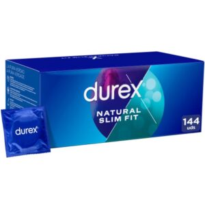 Durex Natural Slim Fit Basic — Snug Fit Condoms, 144 Pack — Bulk Condom Packs