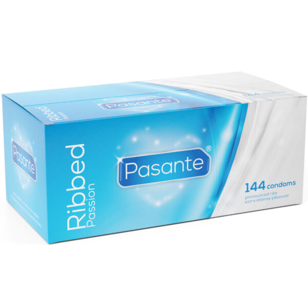Pasante Passion — Ribbed Condoms, 144 Pack, Box — Bulk Condom Packs