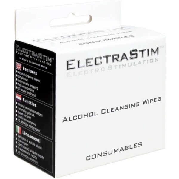 ElectraStim Alcohol Wipes — Toy Cleaner, 10 Pack — Care & Sterilising Accessories