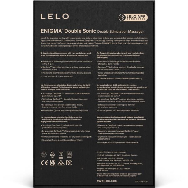 LELO Enigma Double Sonic — Rabbit Vibrator, Black — Air Pulse Vibrators — view 5