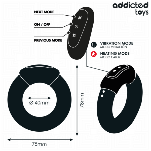 Addicted Toys Heating — Vibrating Cock Ring, Remote Control — Cock Rings — view 6