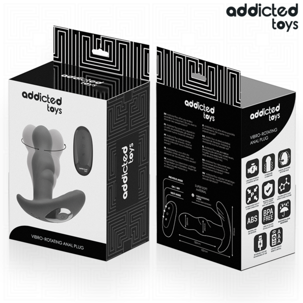 Addicted Toys Rotating — Vibrating Butt Plug, 13.5 cm, Black — Anal — view 4