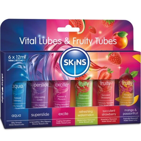 Skins Vital and Fruity — Lube, 12 ml, 6 Tubes — Flavored Lubricants
