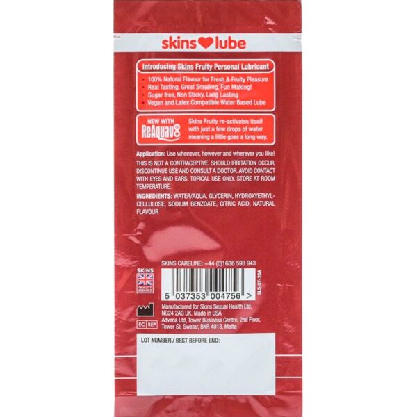 Skins Fruity Strawberry — Flavoured Lubricant, 5 ml, Single Dose — Flavored Lubricants — view 2