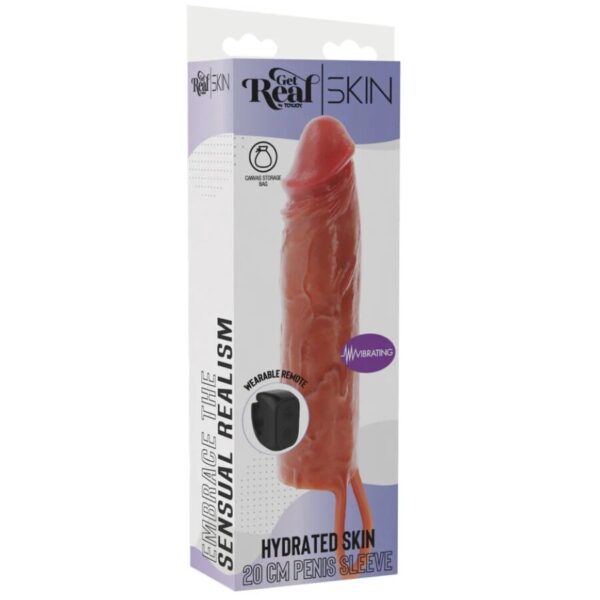 Get Real Hydrated Skin — Vibrating Penis Sleeve, Caramel — Penis Accessories — view 5