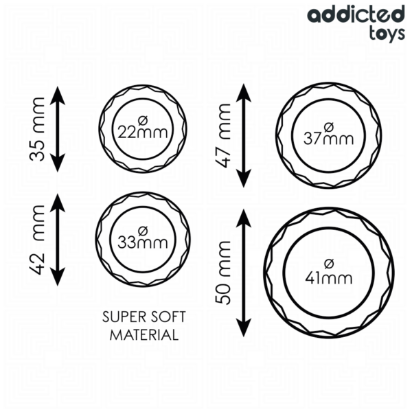 Addicted Toys Textured 4-Piece — Cock Ring Set, Black — Classic Cock Rings — view 5