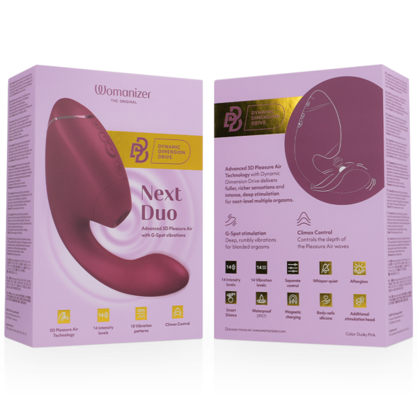 Womanizer Next Duo — Rabbit Vibrator, Waterproof, Dusky Pink — Air Pulse Vibrators — view 6