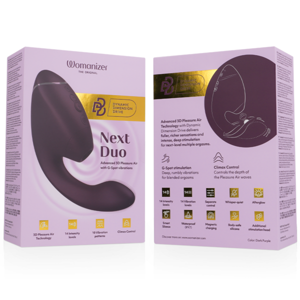 Womanizer Next Duo — Rabbit Vibrator, Waterproof, Dark Purple — Air Pulse Vibrators — view 7