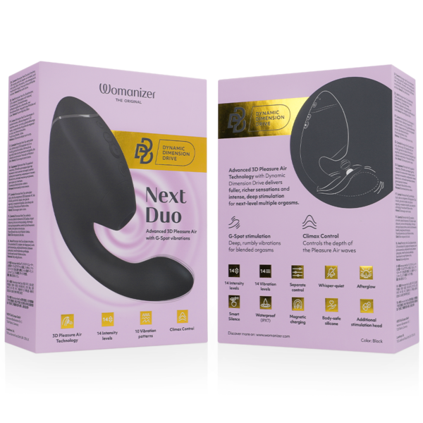 Womanizer Next Duo — Rabbit Vibrator, Waterproof, Black — Air Pulse Vibrators — view 7