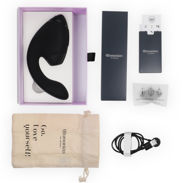 Womanizer Next Duo — Rabbit Vibrator, Waterproof, Black — Air Pulse Vibrators — view 6