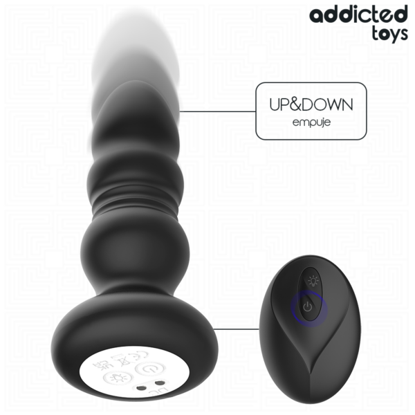 Addicted Toys Thrusting LED — Vibrating Butt Plug, 11.9 cm, Black — Anal — view 3