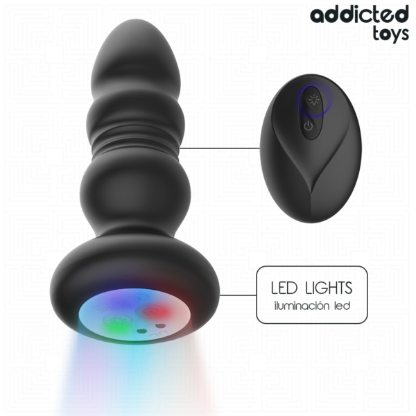 Addicted Toys Thrusting LED — Vibrating Butt Plug, 11.9 cm, Black — Anal — view 2