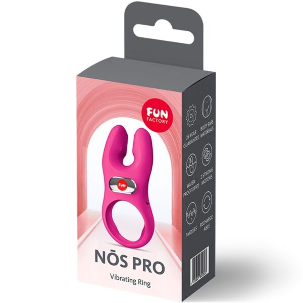Fun Factory Nos Pro — Vibrating Cock Ring, Silicone, Magenta — Cock Rings — view 6