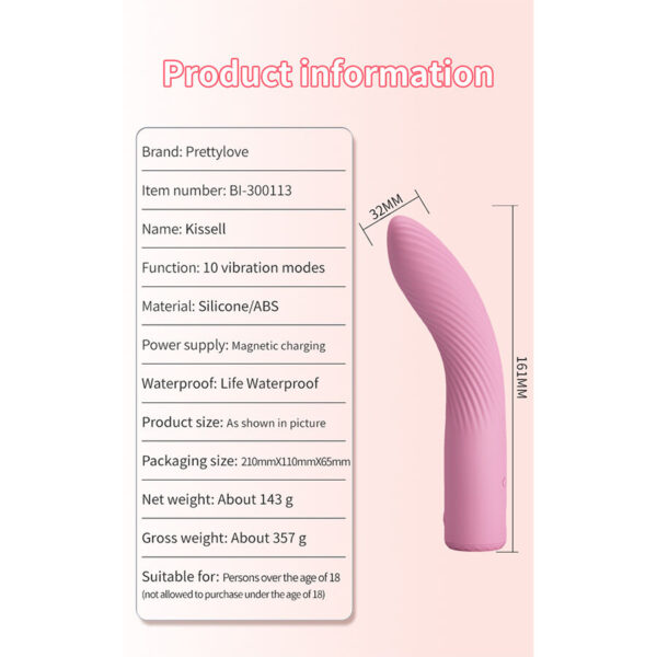 Pretty Love Kisell — G-Spot Vibrator, Rechargeable, Pink — G-Spot Vibrators — view 9
