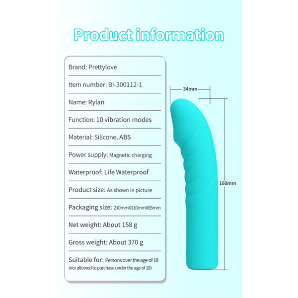 Pretty Love Rylan — G-Spot Vibrator, Ribbed, Blue — G-Spot Vibrators — view 10