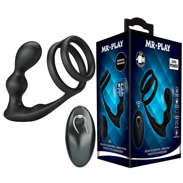 Mr Play — Vibrating Cock Ring, Remote Control, Black — Anal — view 8