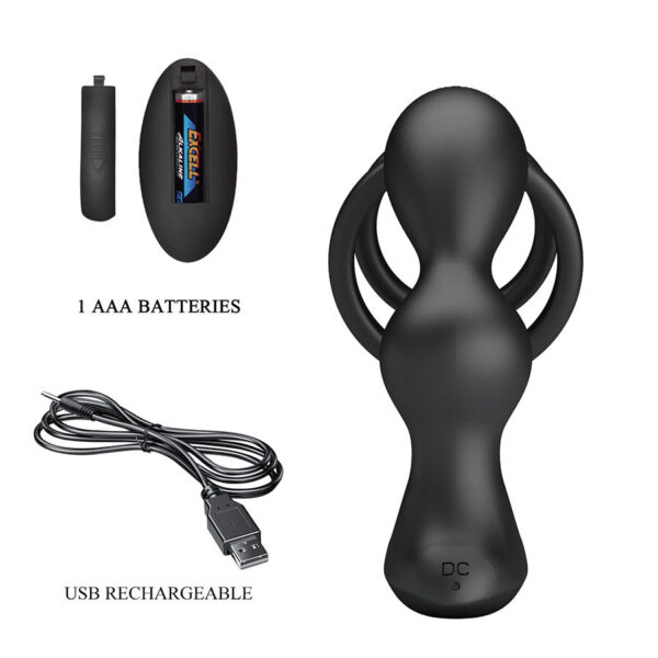Mr Play — Vibrating Cock Ring, Remote Control, Black — Anal — view 7