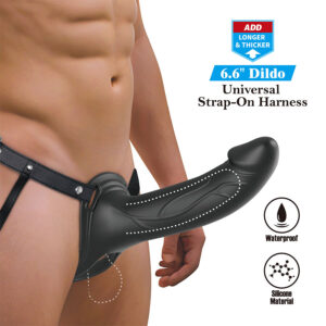 Pretty Love Landon — Hollow Strap-On, Silicone, 18 cm, Black — Penis Accessories