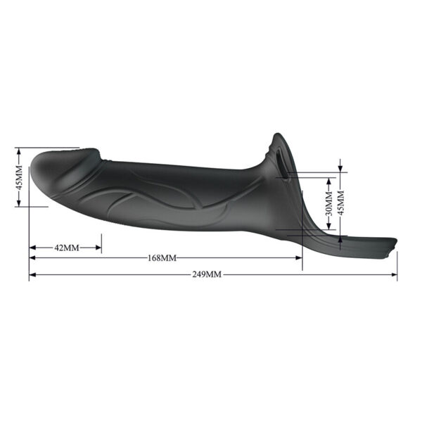 Pretty Love Landon — Hollow Strap-On, Silicone, 18 cm, Black — Penis Accessories — view 6