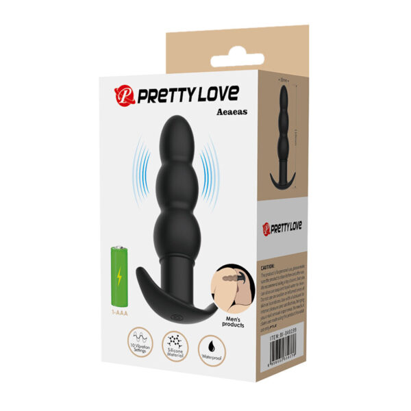 Pretty Love Aeaeas — Vibrating Butt Plug, Silicone, Black — Anal — view 5