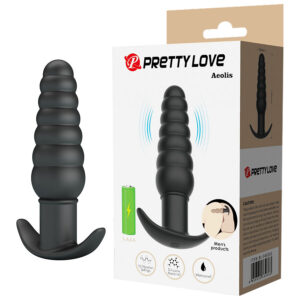 Pretty Love Aeolis — Vibrating Butt Plug, Silicone, Black — Anal — view 4