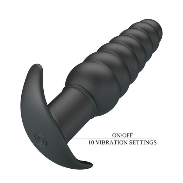 Pretty Love Aeolis — Vibrating Butt Plug, Silicone, Black — Anal — view 5