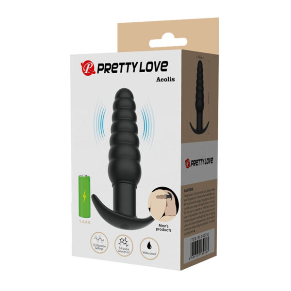 Pretty Love Aeolis — Vibrating Butt Plug, Silicone, Black — Anal — view 9