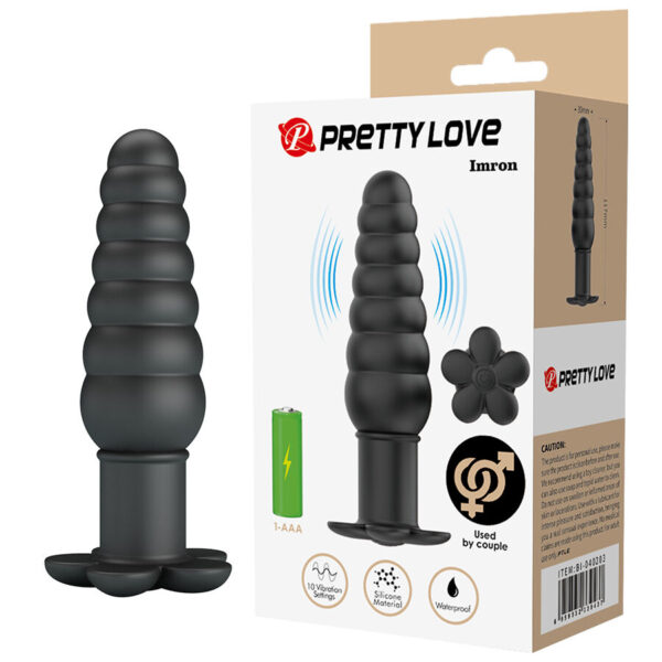 Pretty Love Imron — Vibrating Butt Plug, Silicone, Black — Anal — view 6