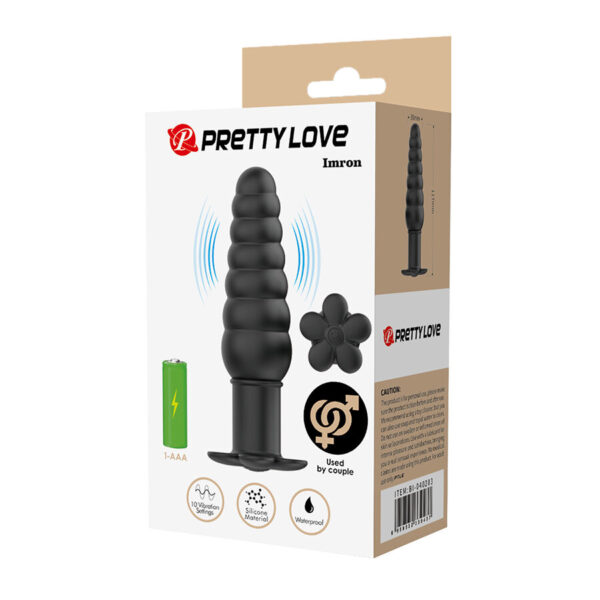 Pretty Love Imron — Vibrating Butt Plug, Silicone, Black — Anal — view 5