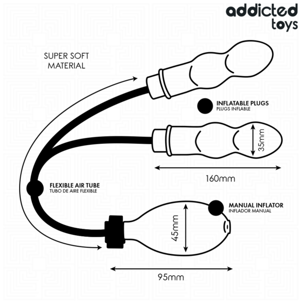 Addicted Toys Double 1 — Inflatable Butt Plug, Black — Anal — view 6