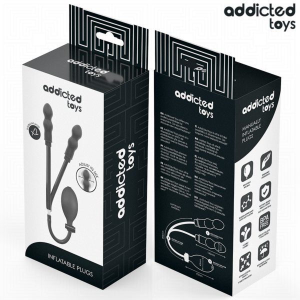 Addicted Toys Double 1 — Inflatable Butt Plug, Black — Anal — view 7