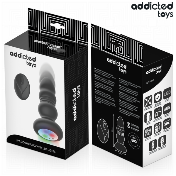 Addicted Toys Thrusting LED — Vibrating Butt Plug, 11.9 cm, Black — Anal — view 7