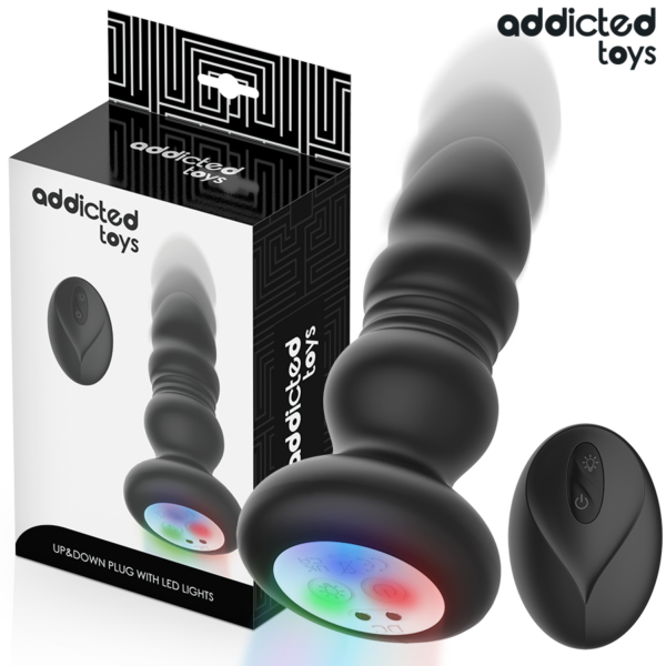 Addicted Toys Thrusting LED — Vibrating Butt Plug, 11.9 cm, Black — Anal