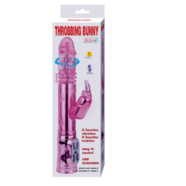 Baile Throbbing Bunny — Thrusting Vibrator, Rechargeable, Pink — Rabbit Vibrators — view 2