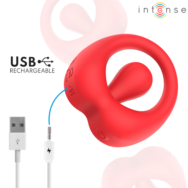 Intense Russell — Vibrating Cock Ring, Rechargeable, Red — Cock Rings — view 9