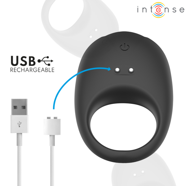 Intense Merlotte — Vibrating Cock Ring, Rechargeable, Black — Cock Rings — view 9