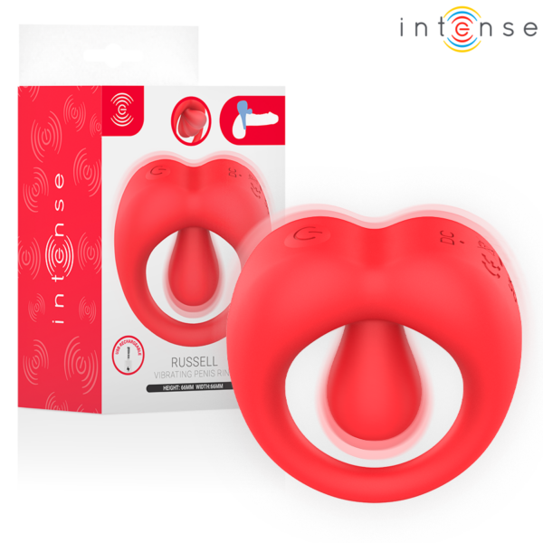 Intense Russell — Vibrating Cock Ring, Rechargeable, Red — Cock Rings
