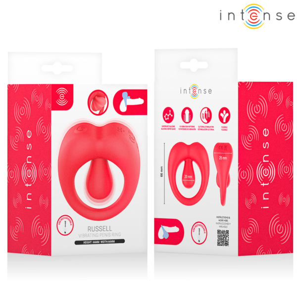 Intense Russell — Vibrating Cock Ring, Rechargeable, Red — Cock Rings — view 10