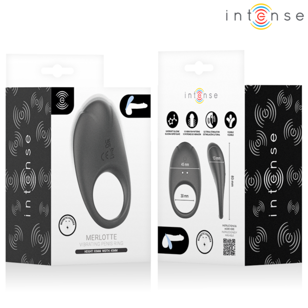 Intense Merlotte — Vibrating Cock Ring, Rechargeable, Black — Cock Rings — view 10