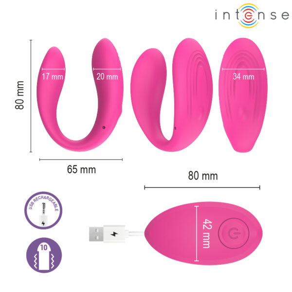 Intense Nora — Vibrator, Rechargeable, Pink — Remote Control Vibrators — view 7