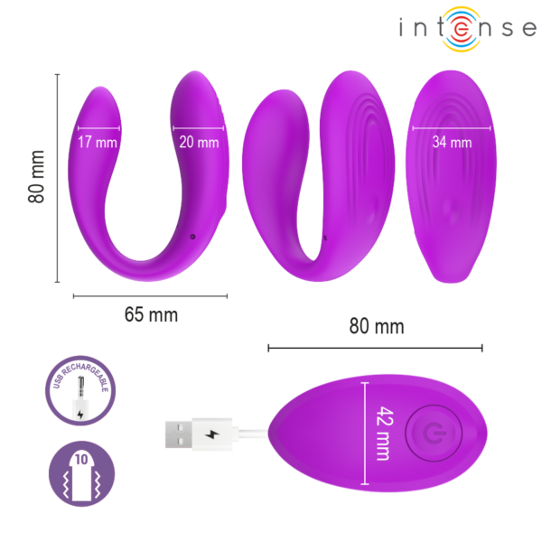 Intense Nora — Vibrator, Rechargeable, Purple — Remote Control Vibrators — view 4