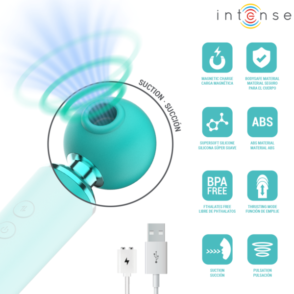 Intense Hamby — Clit Sucker, Waterproof, Turquoise — Air Pulse Vibrators — view 5